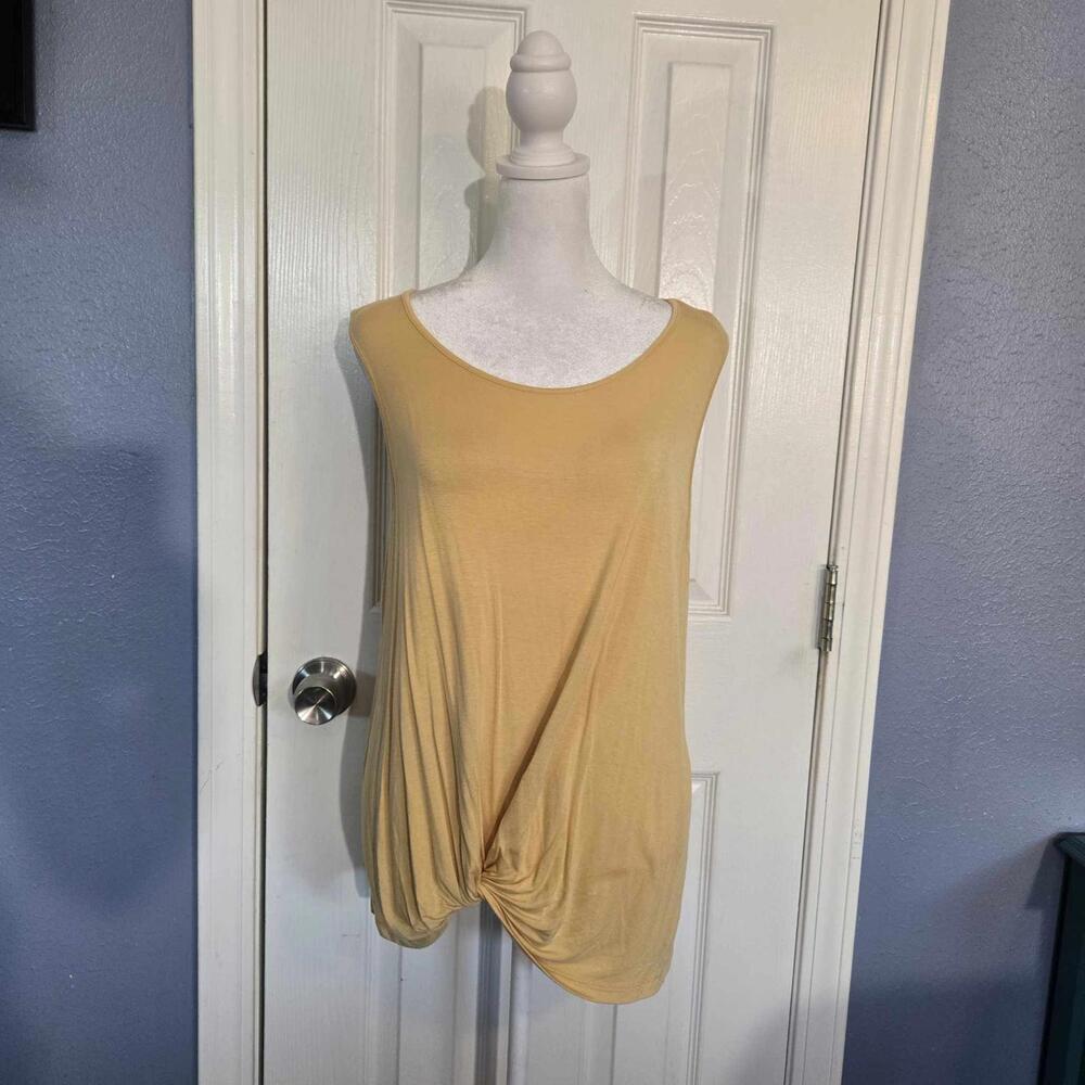 Pinque Women L Casual Knot Front Tank Top in Soft Yellow Fall Transition Soft